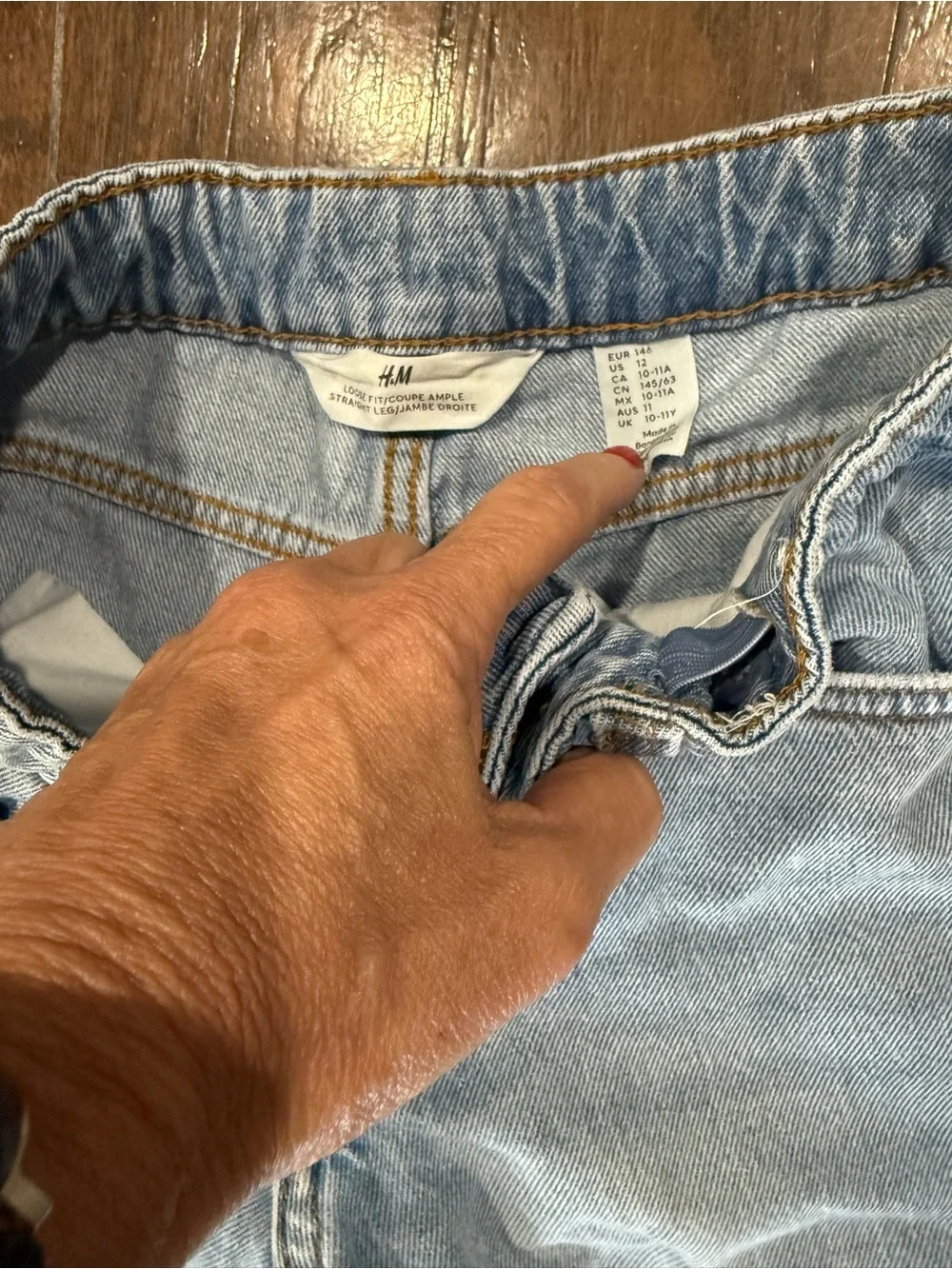 H&M Boys Loose Fit Cargo Jeans, 10-11Y, US 12, Light Wash, Baggy Denim